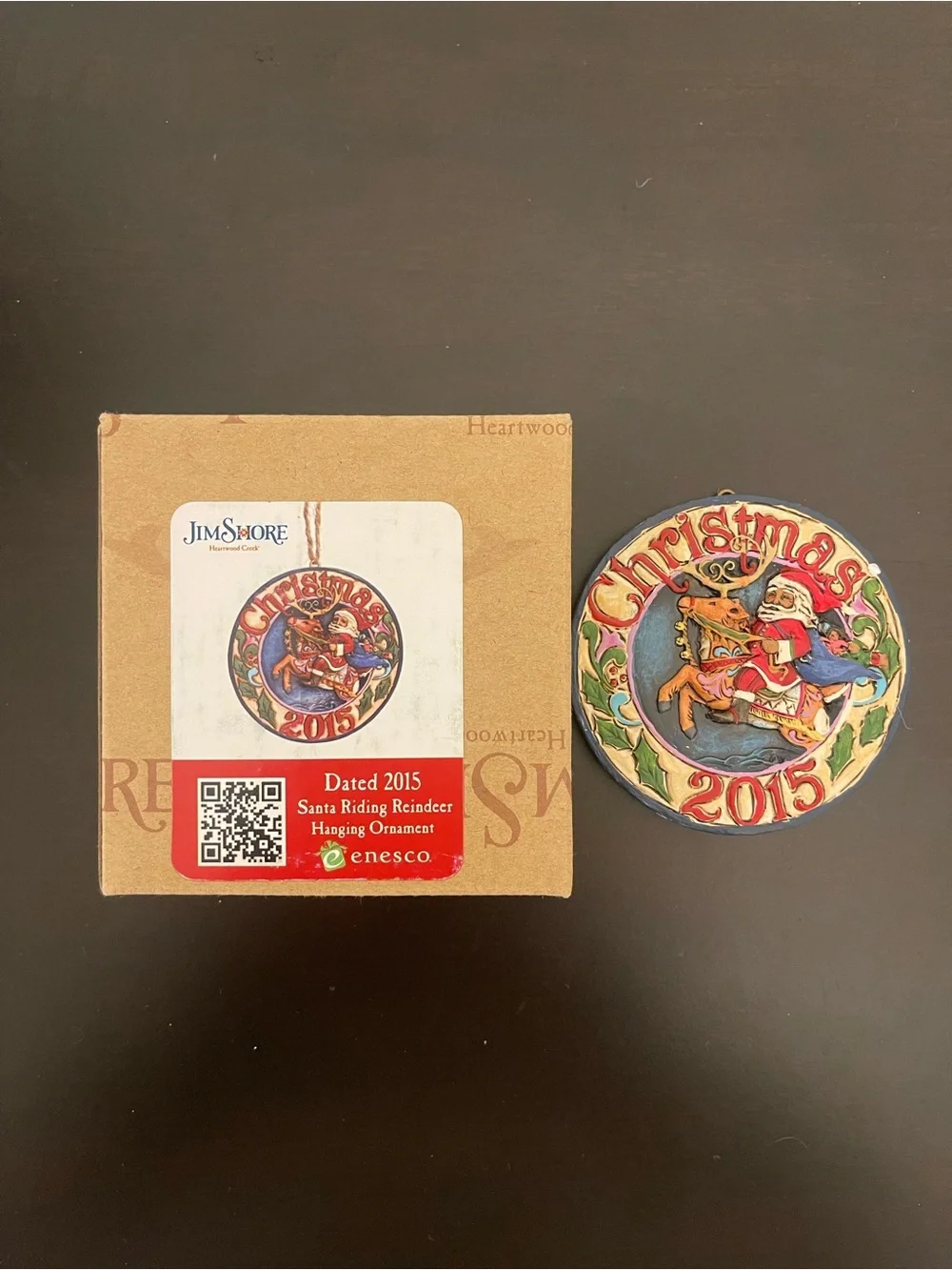 Jim Shore 2015 Santa Riding Reindeer Christmas Ornament and Box #4047763FD